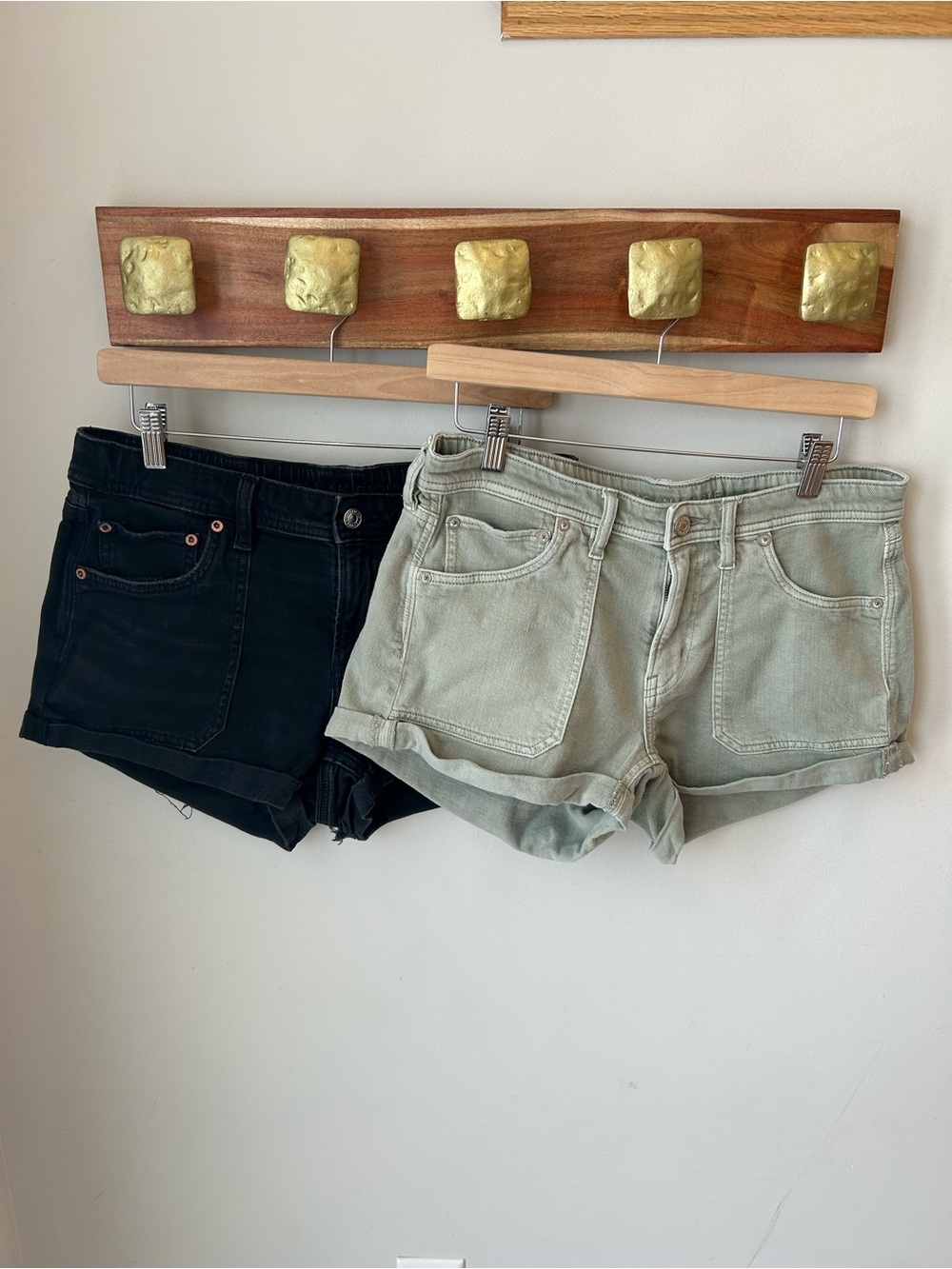 American Eagle Stretch Shorts Bundle of 2 - Size 6 Black & Sage Green
